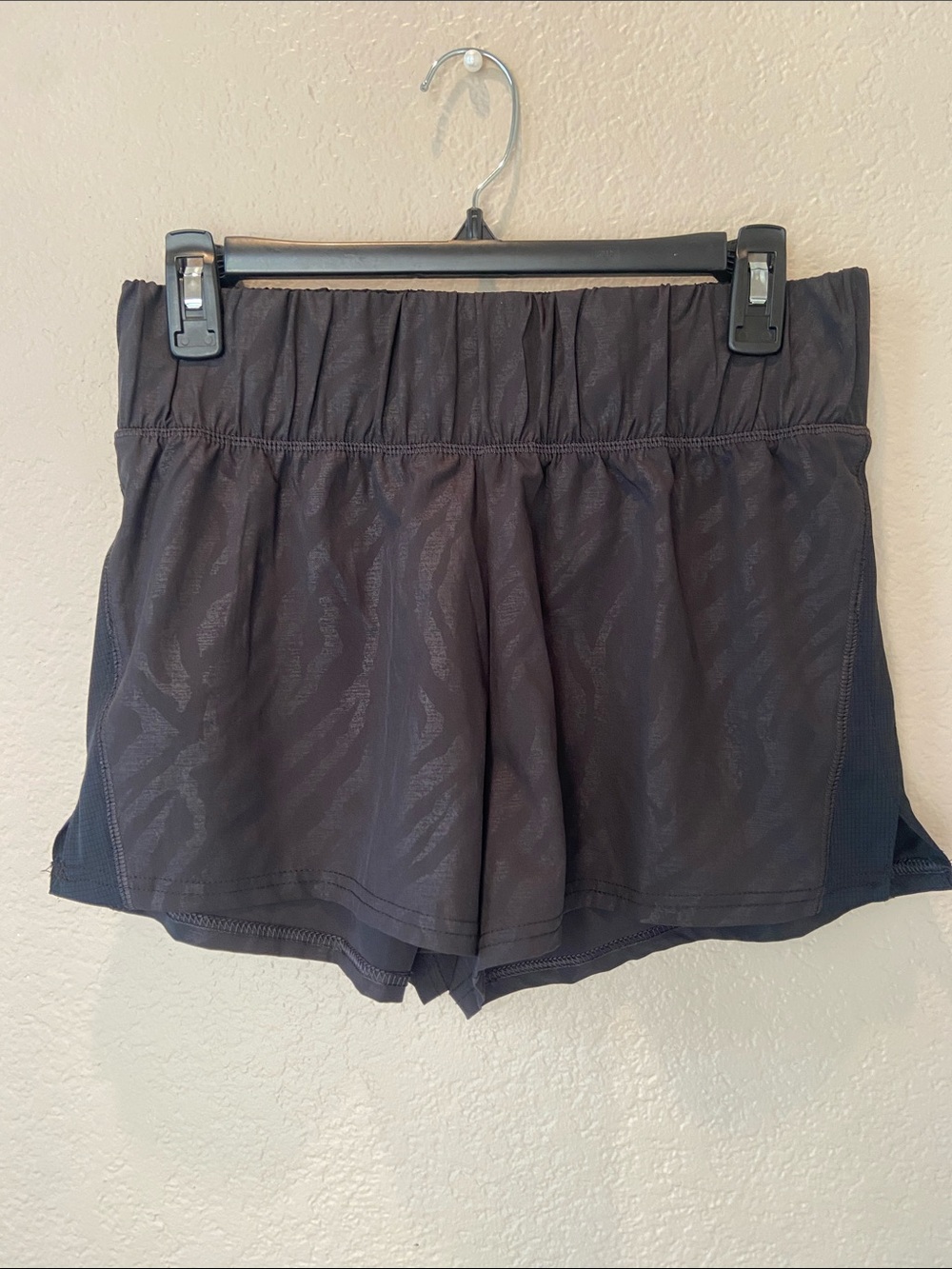 Women’s Zebra Print Black & Dark Grey Marika Athletic Shorts-size S